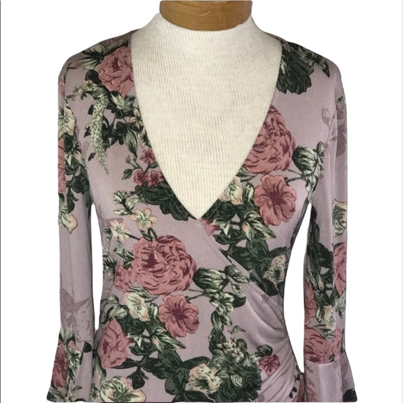 BCBGeneration Faux Wrap Floral Dress Med. - Picture 5 of 9